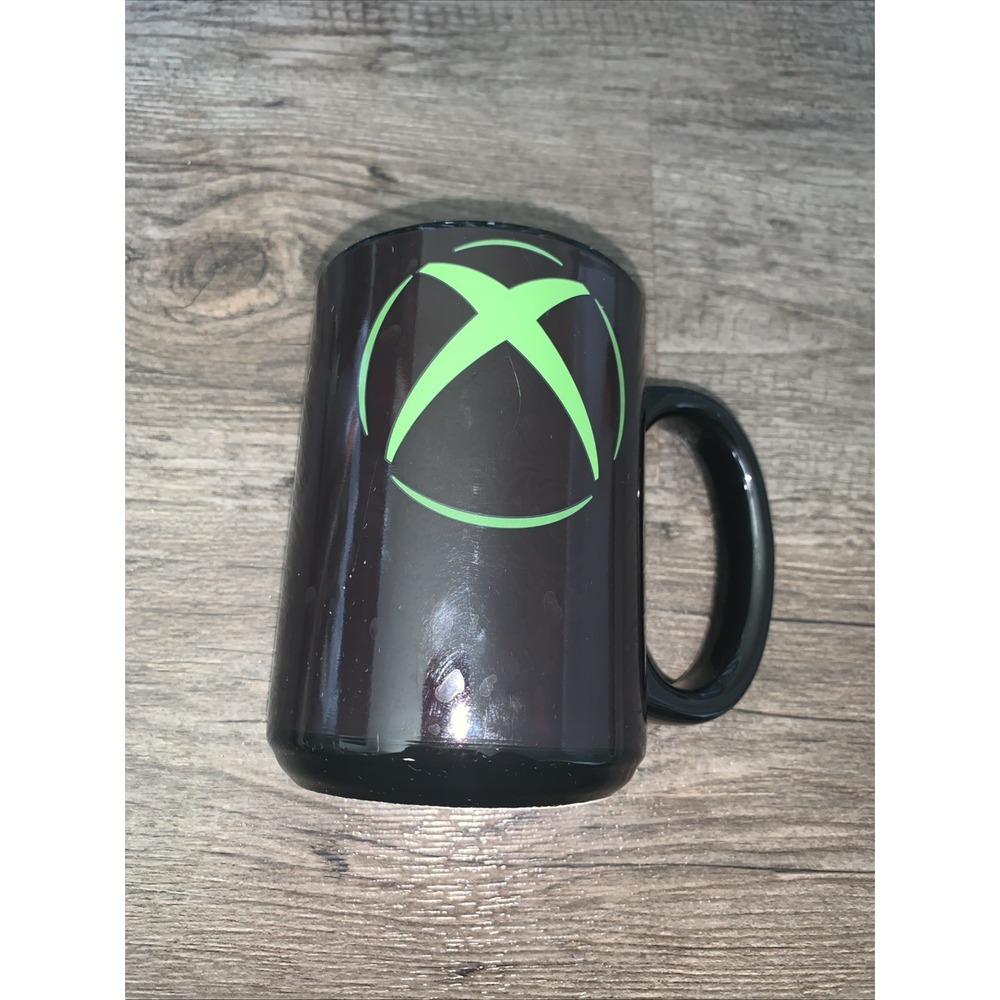 Zak! Designs Xbox Black Ceramic Coffee Mug Green Logo, 11 fl oz Novelty